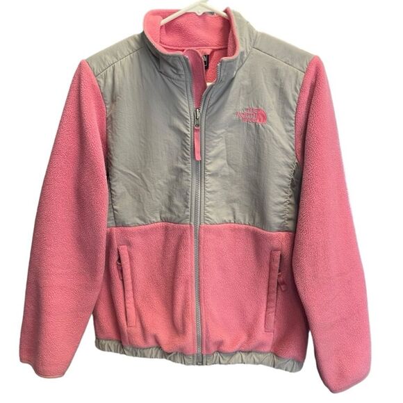 The North Face Other - The North Face | Polartec Pink Gray Full Zip Logo Pockets Girls‎ Jacket Coat L